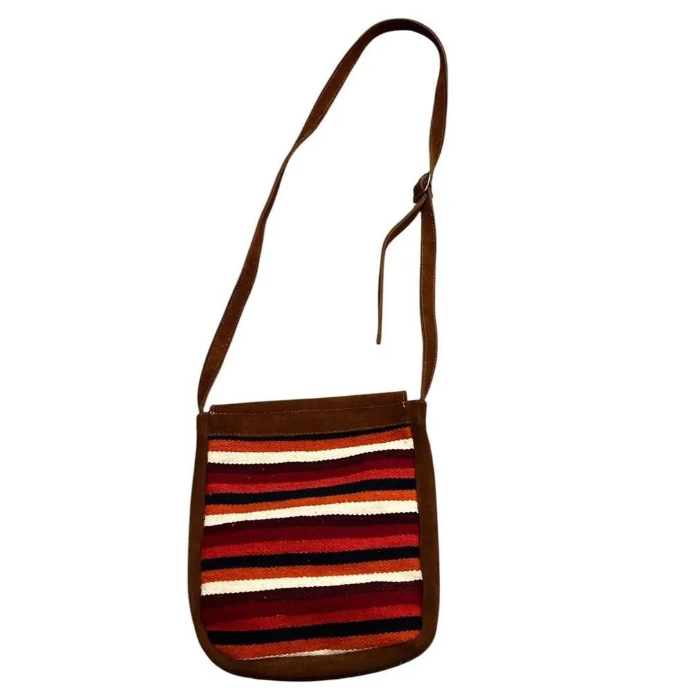 Malky Equador Artisan‎ Cross Body Tribal DesignBrown Suede Leather